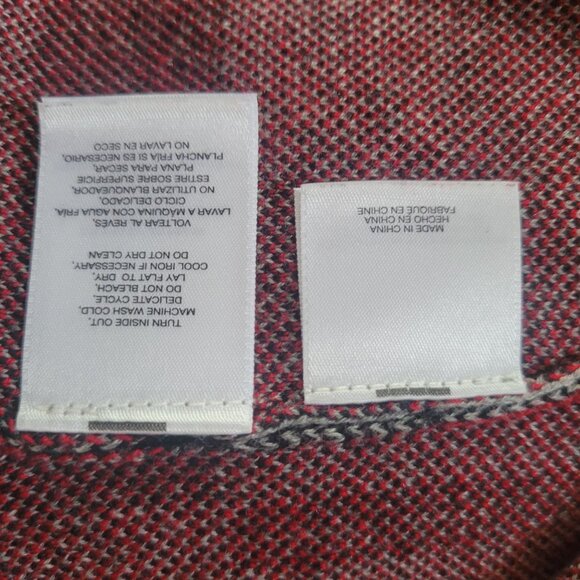 Anne Klein Womens Plaid Open Front Cardigan Coat Buckle Closure Gray/Red M - Picture 4 of 5